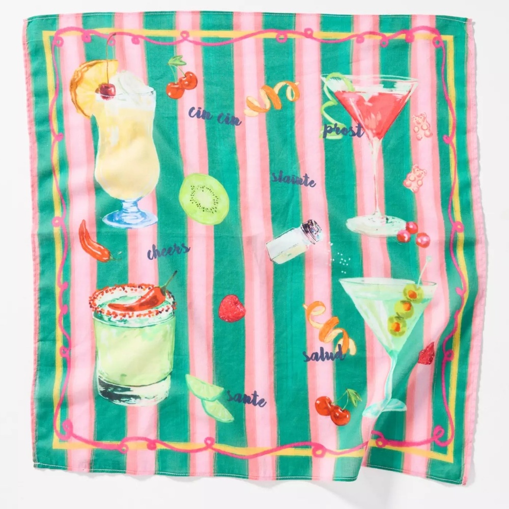 Vismaya Summer Edit Cotton Square Scarf Cocktails  Anthro